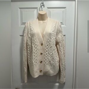Vince Women's Off White Braided Cable
Cardigan Wool Blend Sweater-Large- EUC